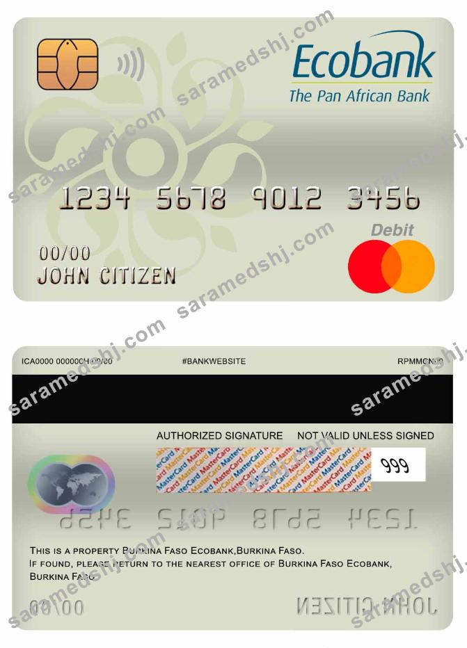 Burkina Faso Ecobank bank mastercard debit card